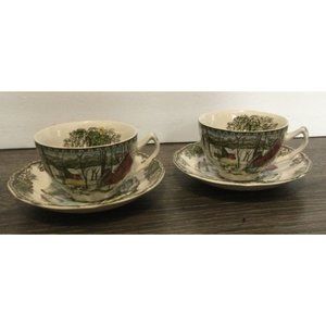 Johnson Brothers Friendly Village Teacups and Saucers Set of 2